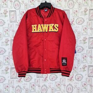 Atlanta Hawks NBA Ultra Game Button Up Embroidered Varsity Jack Men's Large‎ A2